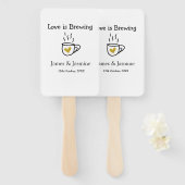 Love is Brewing coffee mug金ゴールドハートカップル名 ハンドファン (正面&裏面)