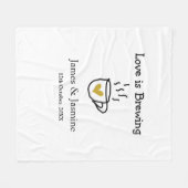 Love is Brewing coffee mug金ゴールドハートカップル名 フリースブランケット (正面(横))