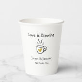 Love is Brewing coffee mug金ゴールドハートカップル名 紙コップ (裏面)