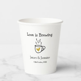 Love is Brewing coffee mug金ゴールドハートカップル名 紙コップ