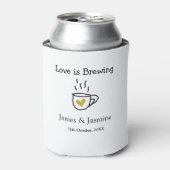 Love is Brewing coffee mug金ゴールドハートカップル名 缶クーラー (缶正面)