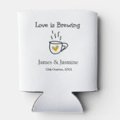 Love is Brewing coffee mug金ゴールドハートカップル名 缶クーラー (裏面)