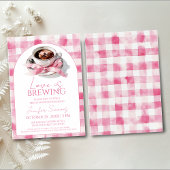 Love Is Brewing Coffee Pink Bow Bridal Shower 招待状