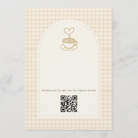 Love is Brewing Coffee QR Code Bridal Shower 招待状 (裏面)