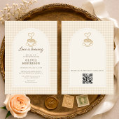 Love is Brewing Coffee QR Code Bridal Shower 招待状