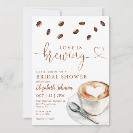 Love Is Brewing Coffee QR Code Bridal Shower 招待状