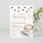 Love Is Brewing Coffee QR Code Bridal Shower 招待状 (スタンド正面)