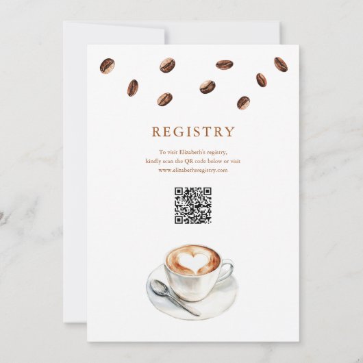 Love Is Brewing Coffee QR Code Bridal Shower 招待状 (裏面)