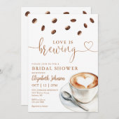 Love Is Brewing Coffee QR Code Bridal Shower 招待状 (正面/裏面)