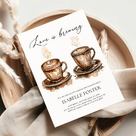 Love is Brewing Coffee Rustic Bridal Shower 招待状