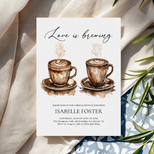 Love is Brewing Coffee Rustic Bridal Shower 招待状