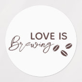 Love is Brewing Coffee Theme Bridal Shower ラベル (デザイン1)