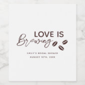 Love is Brewing Coffee Theme Bridal Shower ワインラベル (シングルラベル)