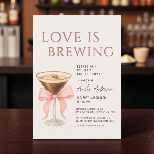 Love Is Brewing Coquette Bridal Shower 招待状