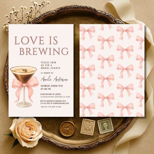 Love Is Brewing Coquette Bridal Shower 招待状