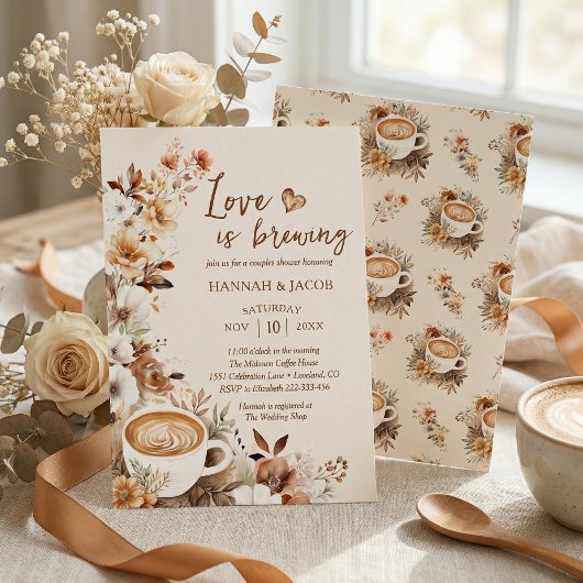 Love is Brewing Couples Coffee Bridal Shower 招待状