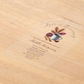 Love Is Brewing Cozy Rustic Coffee Bridal Shower アクリル招待状 (レイダウン)
