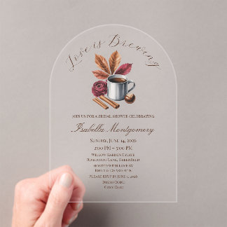 Love Is Brewing Cozy Rustic Coffee Bridal Shower アクリル招待状