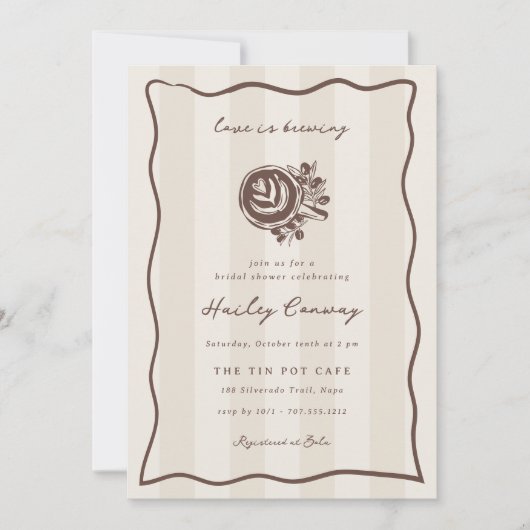 Love is Brewing Double Sided Coffee Bridal Shower 招待状 (正面)