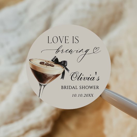 Love is Brewing Espresso Martini Bridal Shower ラウンドシール