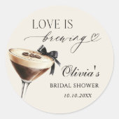 Love is Brewing Espresso Martini Bridal Shower ラウンドシール (正面)