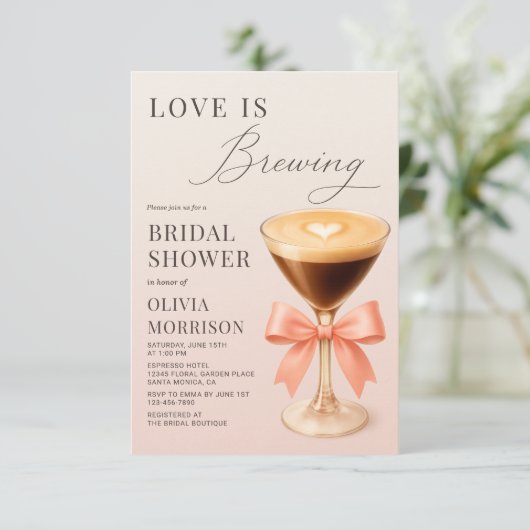 Love is Brewing Espresso Martini Bridal Shower 招待状 (スタンド正面)