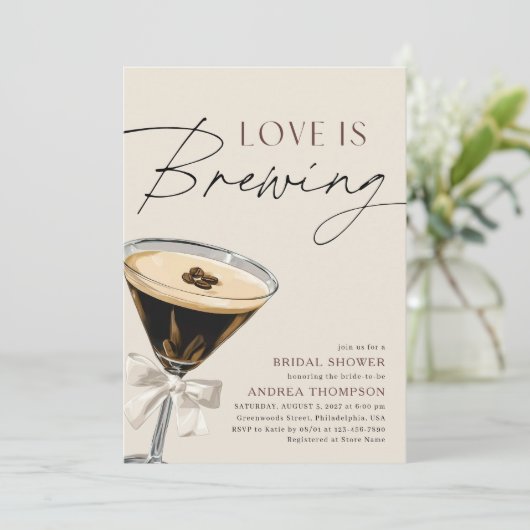 Love is Brewing Espresso Martini Bridal Shower 招待状 (スタンド正面)