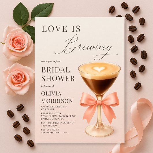 Love is Brewing Espresso Martini Bridal Shower 招待状