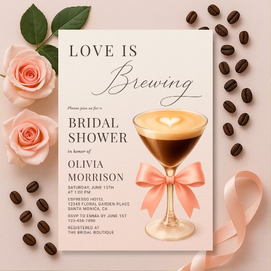 Love is Brewing Espresso Martini Bridal Shower 招待状