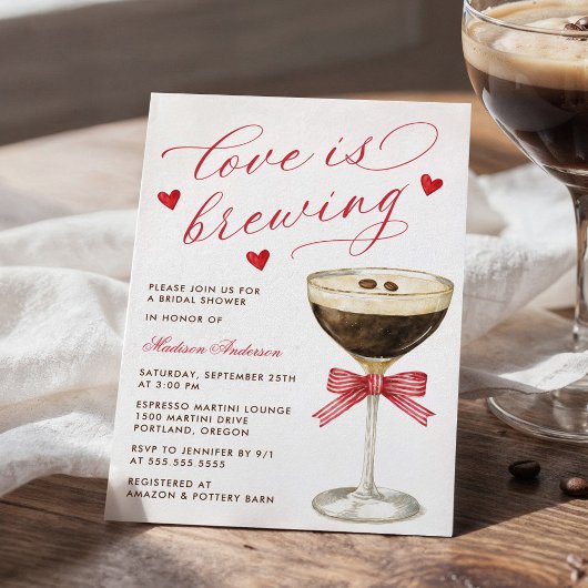 Love Is Brewing Espresso Martini Bridal Shower 招待状