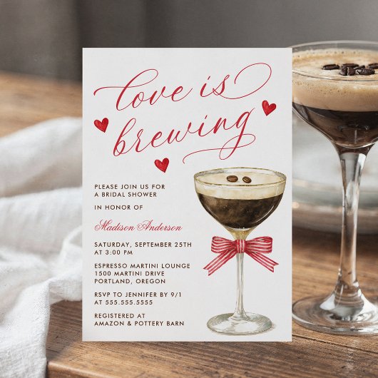 Love Is Brewing Espresso Martini Bridal Shower 招待状