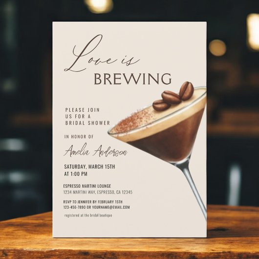 Love is Brewing Espresso Martini Bridal Shower 招待状