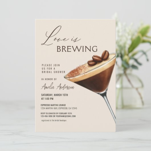 Love is Brewing Espresso Martini Bridal Shower 招待状 (スタンド正面)