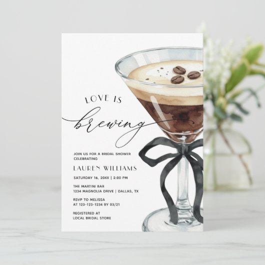 Love Is Brewing Espresso Martini Bridal Shower 招待状 (スタンド正面)