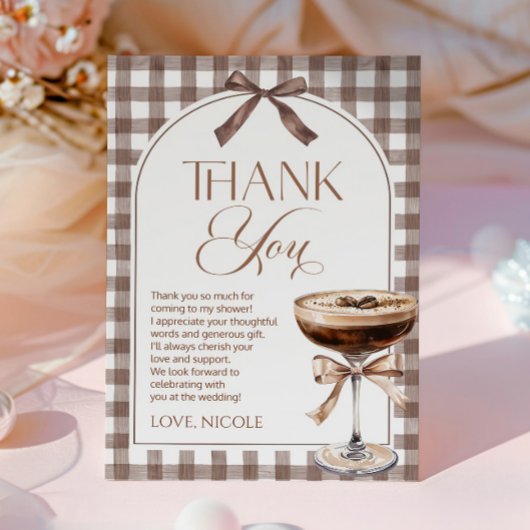 Love Is Brewing Expresso Martini Bow Bridal Shower サンキューカード
