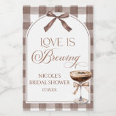 Love Is Brewing Expresso Martini Bow Bridal Shower ワインラベル (シングルラベル)