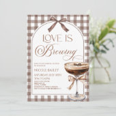 Love Is Brewing Expresso Martini Bow Bridal Shower 招待状 (スタンド正面)