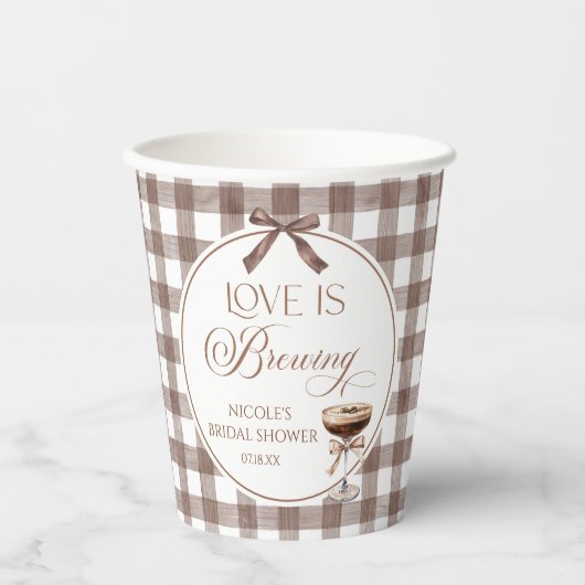 Love Is Brewing Expresso Martini Bow Bridal Shower 紙コップ (正面)
