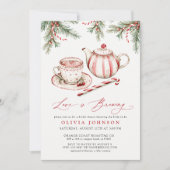 Love Is Brewing Festive Watercolor Bridal Shower 招待状 (正面)