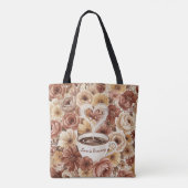 Love is Brewing Floral Coffee Heart Bridal Shower トートバッグ (裏面)