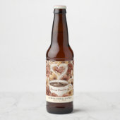 Love is Brewing Floral Coffee Heart Bridal Shower ビールラベル (正面)