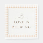 Love Is Brewing Gingham Coffee Baby Shower スタンダードランチョンナプキン (正面)