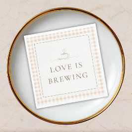 Love Is Brewing Gingham Coffee Baby Shower スタンダードランチョンナプキン