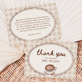 Love is Brewing Gingham Coffee Bridal Shower  サンキューカード
