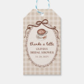 Love is Brewing Gingham Coffee Bridal Shower Favor ギフトタグ (正面)