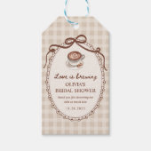Love is Brewing Gingham Coffee Bridal Shower Favor ギフトタグ (正面)
