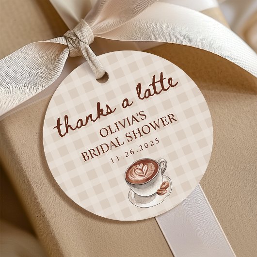 Love is Brewing Gingham Coffee Bridal Shower Gift フェイバータグ