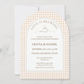 Love Is Brewing Gingham Coffee Couples Shower  招待状 (正面)