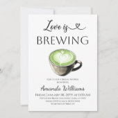 Love is Brewing Green Coffee Matcha Bridal Shower 招待状 (正面)