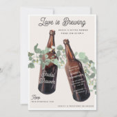 Love is Brewing Greenery Beer Bridal Shower 招待状 (正面)